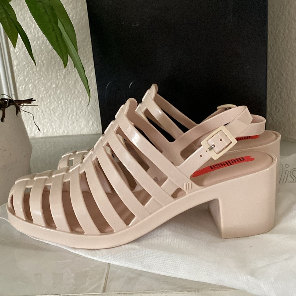 Melissa Disco High pvc beige heeled fisherman sandals